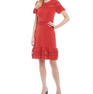 MICHAEL Michael Kors Mesh-Mix Scarlet Dress, Size M